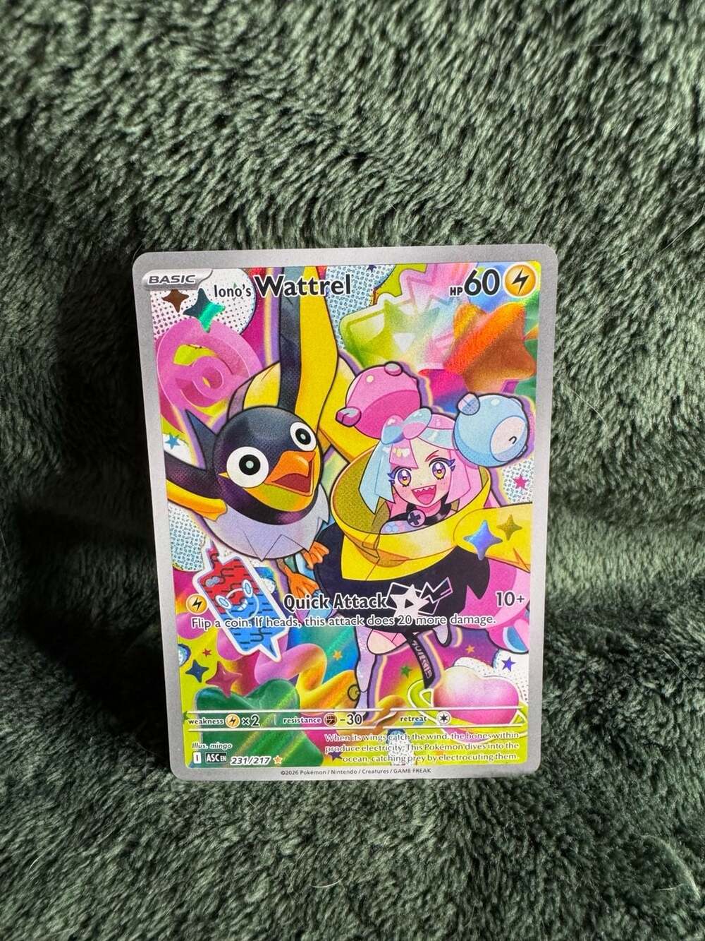 Pokemon Iono's Wattrel 231/217 Illustration Rare Card